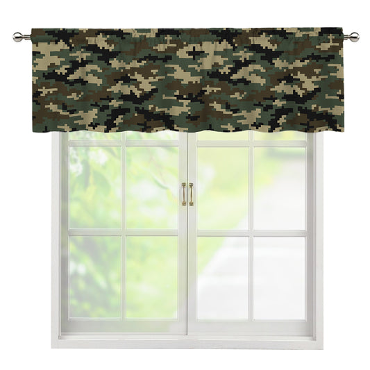 Army Green Digital Camo Pattern Print Window Valance