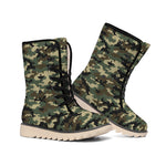 Army Green Digital Camo Pattern Print Winter Boots