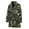 Army Green Digital Camo Pattern Print Women's Bathrobe