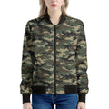 Army Green Digital Camo Pattern Print Women's Bomber Jacket