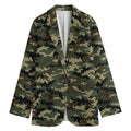Army Green Digital Camo Pattern Print Women's Cotton Blazer