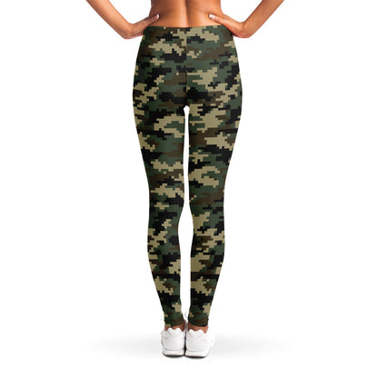 Army Green Digital Camo Pattern Print Women's Leggings