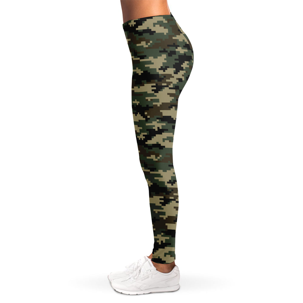 Army Green Digital Camo Pattern Print Women's Leggings