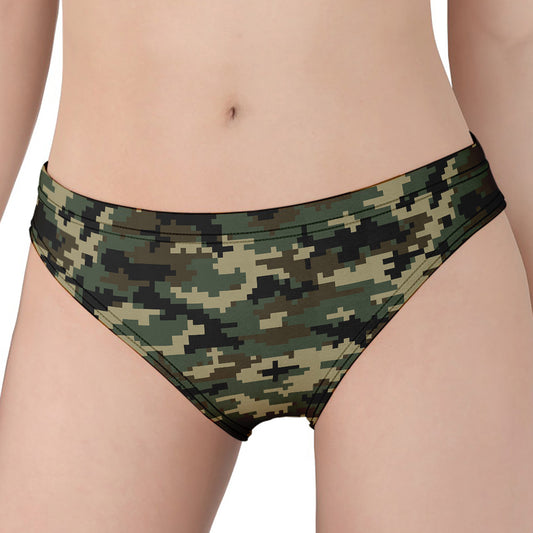 Army Green Digital Camo Pattern Print Women's Panties