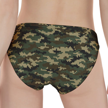 Army Green Digital Camo Pattern Print Women's Panties