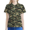 Army Green Digital Camo Pattern Print Women's Polo Shirt