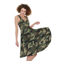 Army Green Digital Camo Pattern Print Sleeveless Knee Length Dress