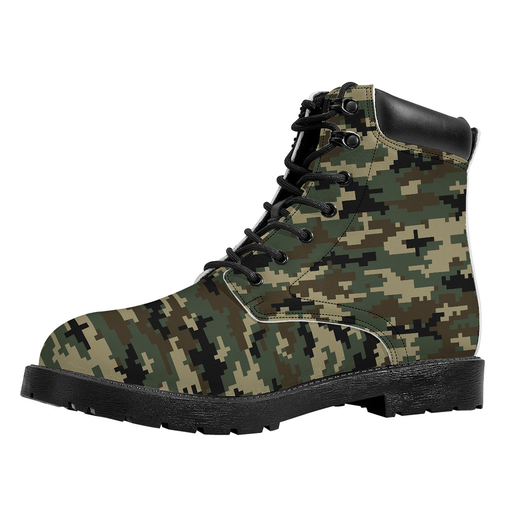 Army Green Digital Camo Pattern Print Work Boots