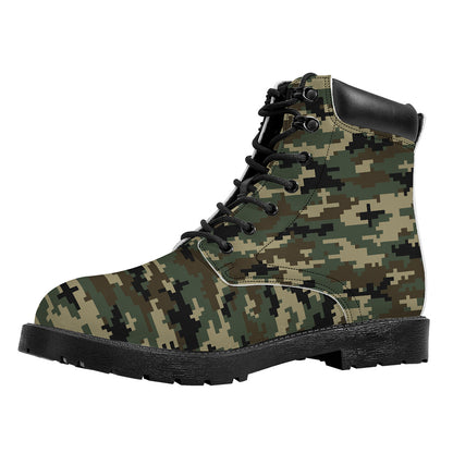 Army Green Digital Camo Pattern Print Work Boots