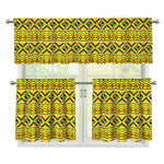 Asante Kente Pattern Print 3 Piece Kitchen Curtains