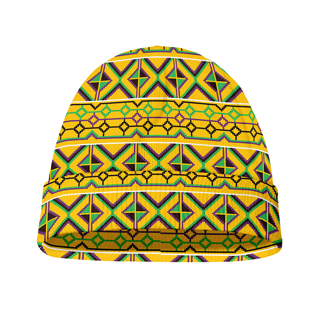 Asante Kente Pattern Print Beanie