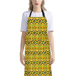 Asante Kente Pattern Print Bib Apron With Pocket