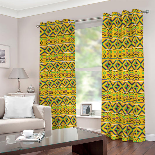 Asante Kente Pattern Print Blackout Grommet Curtains