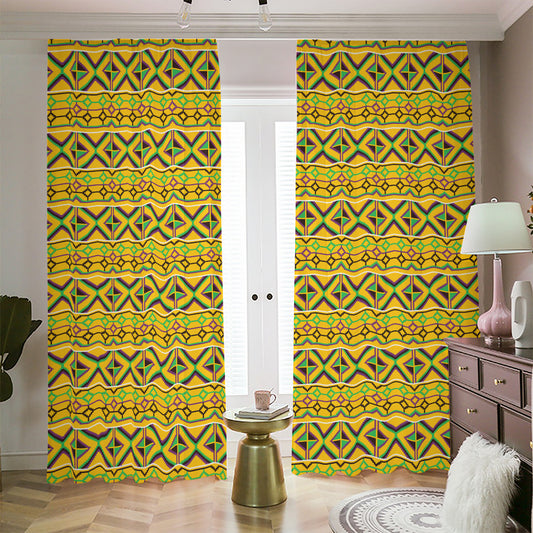 Asante Kente Pattern Print Blackout Pencil Pleat Curtains