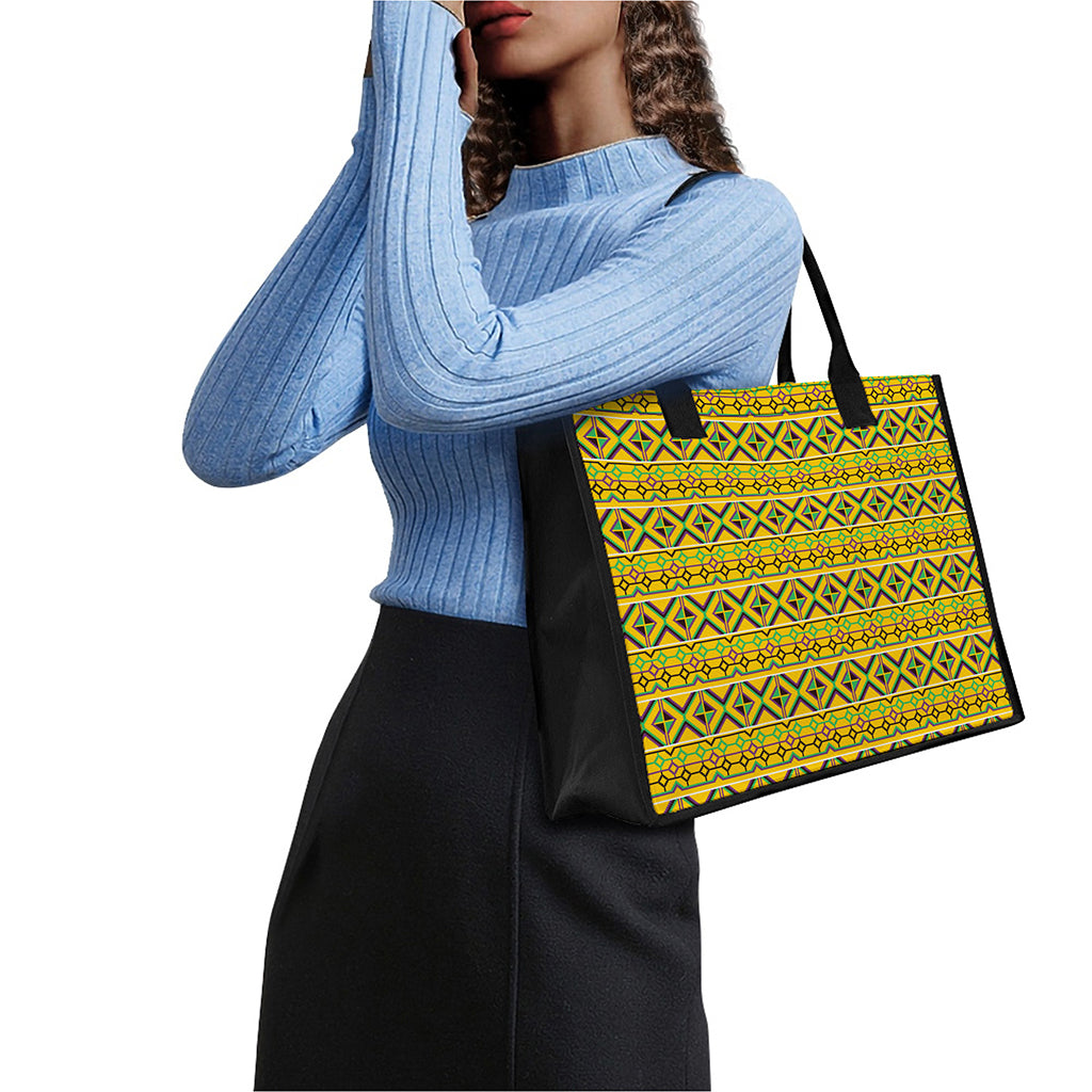 Asante Kente Pattern Print Canvas Tote Bag