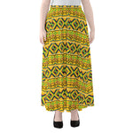 Asante Kente Pattern Print Chiffon Maxi Skirt