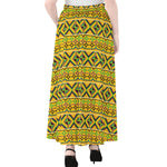 Asante Kente Pattern Print Chiffon Maxi Skirt