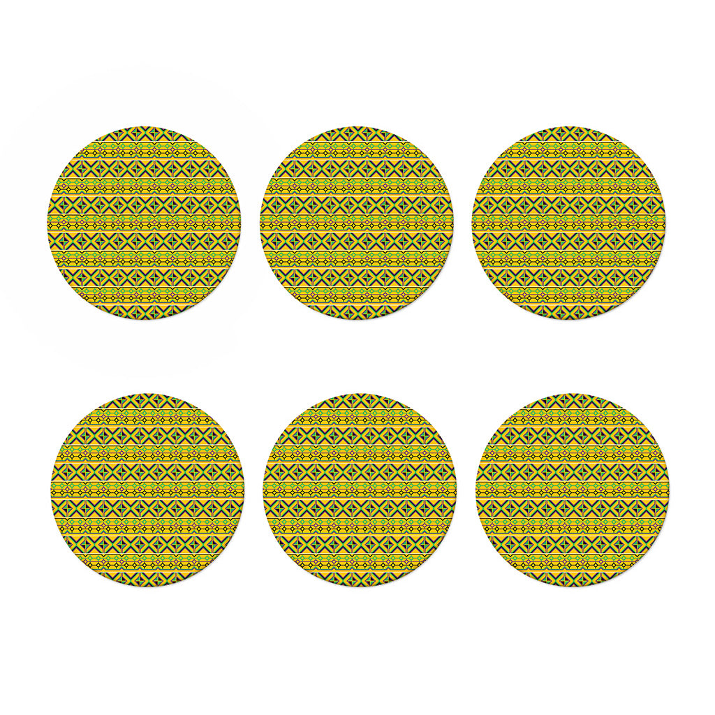 Asante Kente Pattern Print Coaster Set