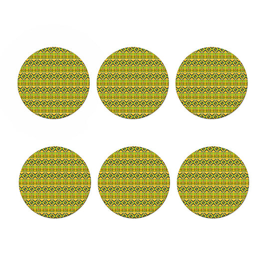 Asante Kente Pattern Print Coaster Set