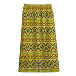 Asante Kente Pattern Print Cotton Front Slit Maxi Skirt