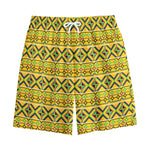 Asante Kente Pattern Print Cotton Shorts