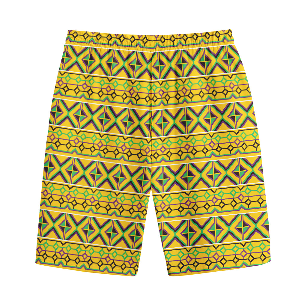 Asante Kente Pattern Print Cotton Shorts