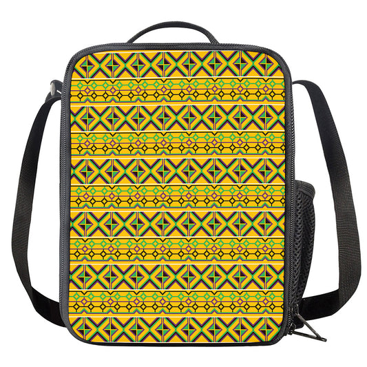 Asante Kente Pattern Print Crossbody Lunch Bag