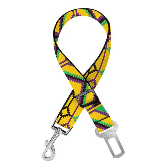 Asante Kente Pattern Print Dog Seat Belt