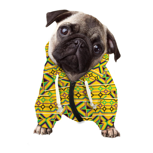 Asante Kente Pattern Print Dog Zip Up Hoodie