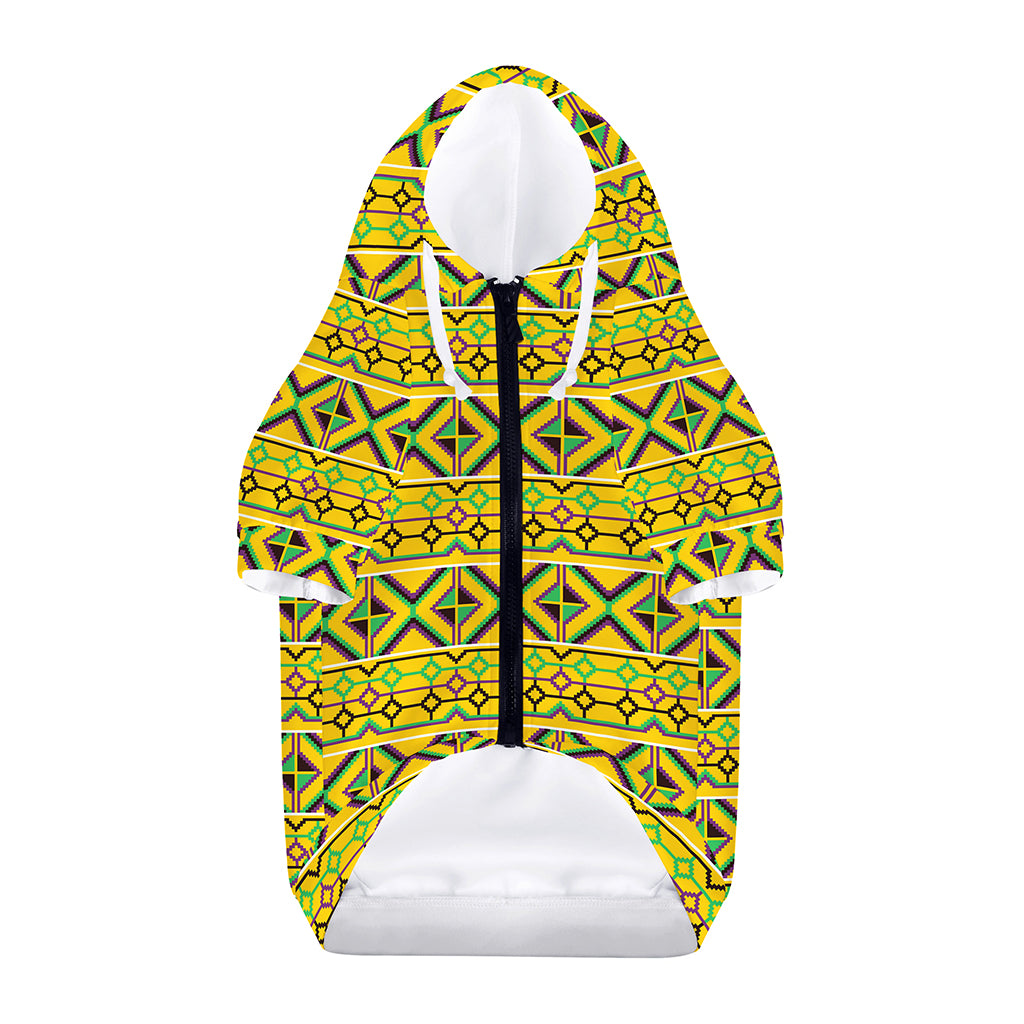 Asante Kente Pattern Print Dog Zip Up Hoodie