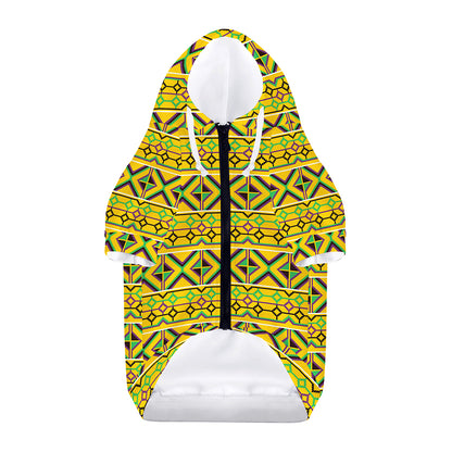 Asante Kente Pattern Print Dog Zip Up Hoodie