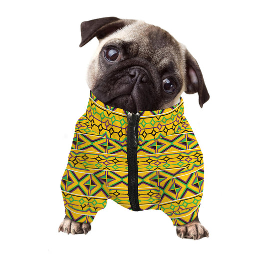 Asante Kente Pattern Print Dog Zip Up Jacket