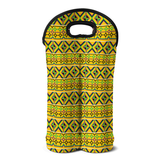 Asante Kente Pattern Print Double Neoprene Wine Tote
