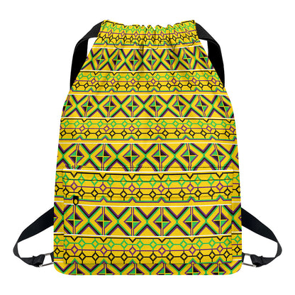 Asante Kente Pattern Print Drawstring Backpack