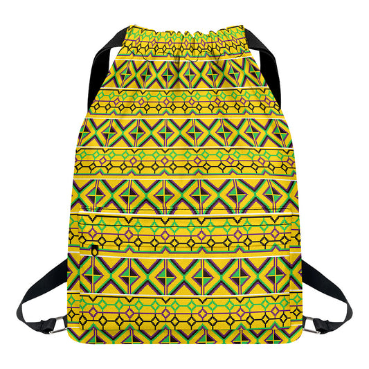 Asante Kente Pattern Print Drawstring Backpack