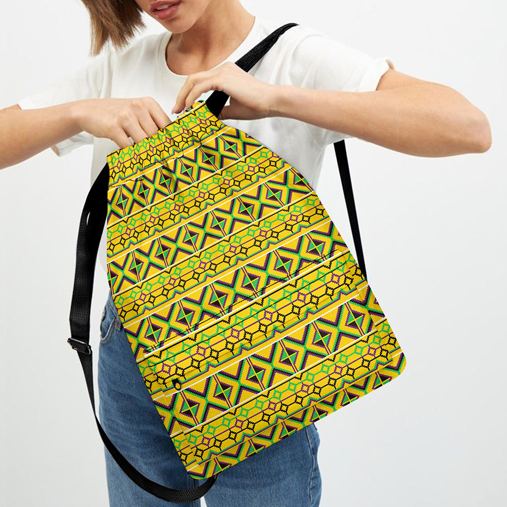 Asante Kente Pattern Print Drawstring Backpack