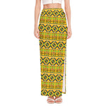 Asante Kente Pattern Print High Slit Maxi Skirt