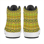 Asante Kente Pattern Print High Top Leather Sneakers