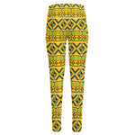 Asante Kente Pattern Print High-Waisted Pocket Leggings