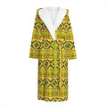 Asante Kente Pattern Print Hooded Bathrobe