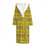 Asante Kente Pattern Print Hooded Bathrobe