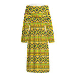Asante Kente Pattern Print Hooded Bathrobe