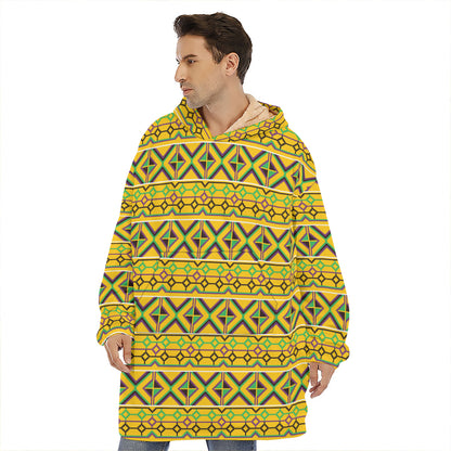 Asante Kente Pattern Print Hoodie Blanket