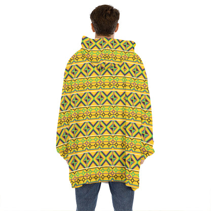 Asante Kente Pattern Print Hoodie Blanket
