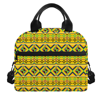 Asante Kente Pattern Print Insulated Lunch Bag