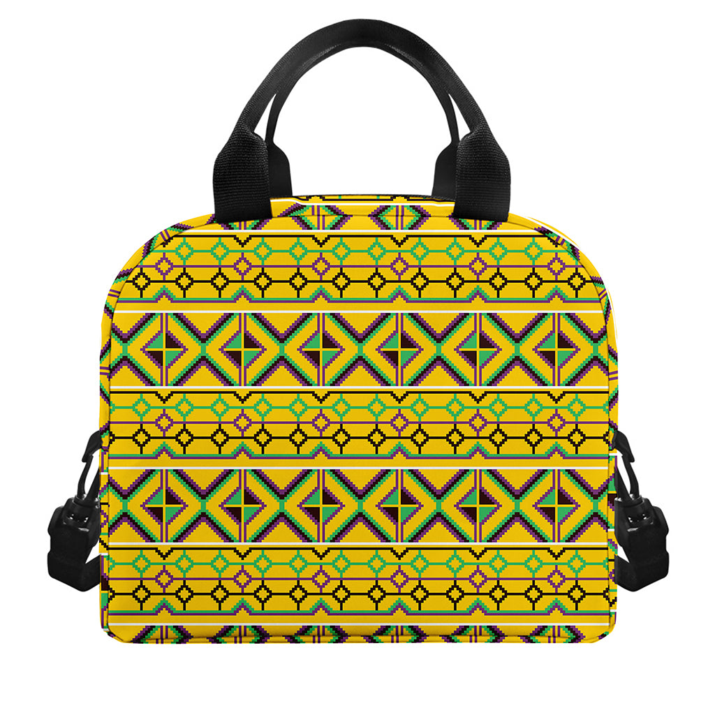 Asante Kente Pattern Print Insulated Lunch Bag