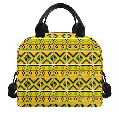 Asante Kente Pattern Print Insulated Lunch Bag
