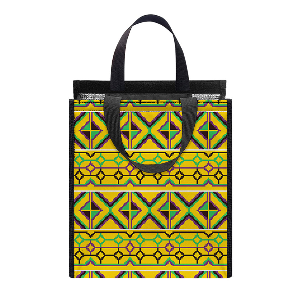 Asante Kente Pattern Print Insulated Lunch Tote