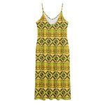 Asante Kente Pattern Print Jersey Midi Cami Dress