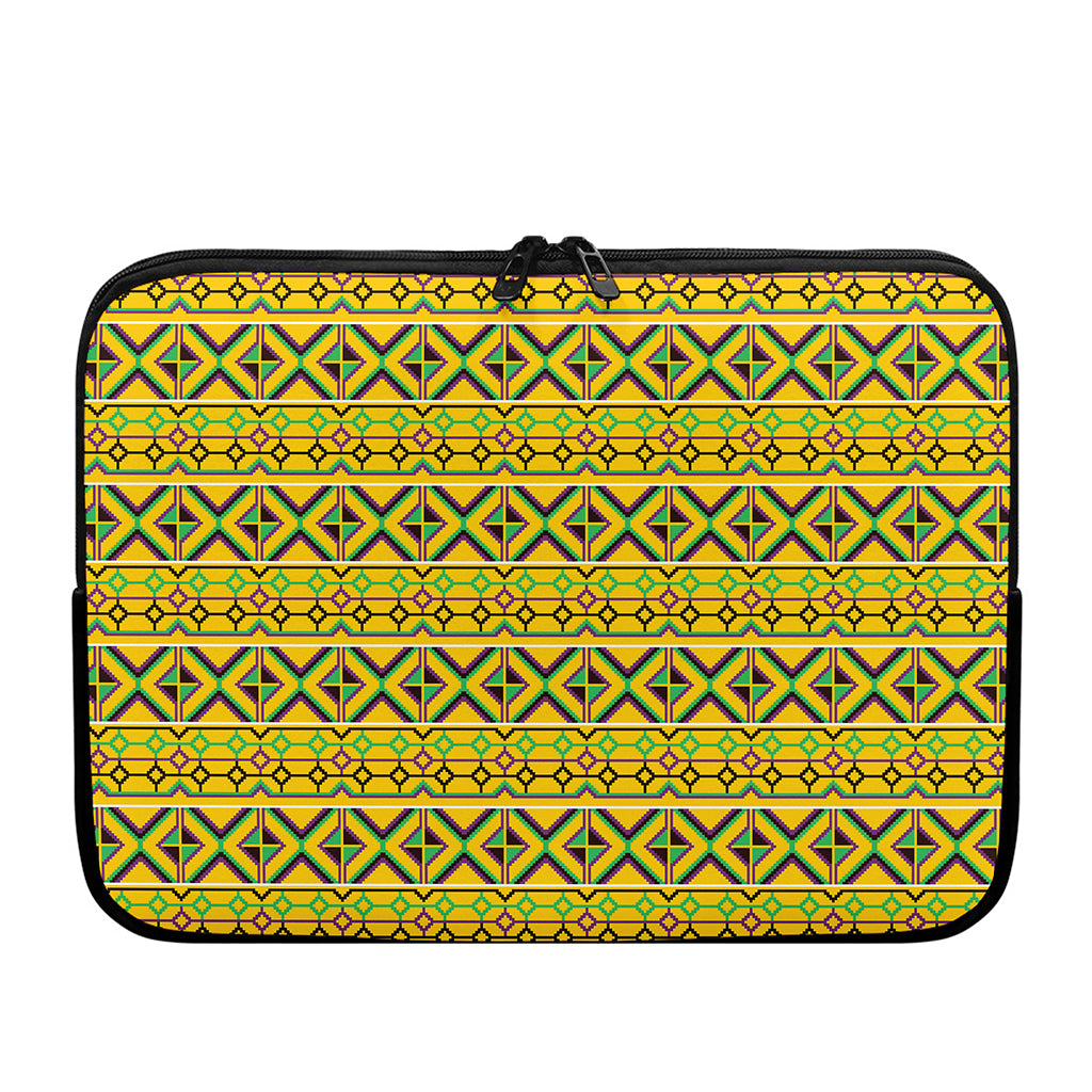 Asante Kente Pattern Print Laptop Sleeve